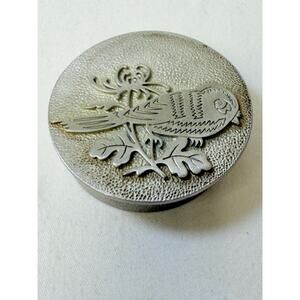 Small Round Hammered Pewter Bird Trinket Box